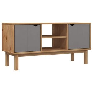 vidaXL tv-skab OTTA 113,5x43x57 cm massivt fyrretr&aelig; brun og gr&aring;
