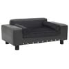 vidaXL hundesofa 81x43x31 cm plys og kunstl&aelig;der m&oslash;rkegr&aring;