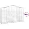 vidaXL buede gabionkurve 11 stk. 200x50x120/140 cm galvaniseret jern