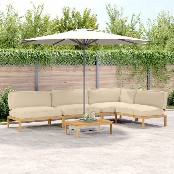 vidaXL Sofa S&aelig;t med pude Ensfarvet 5 pcs Beige Massivt Akacietr&aelig;