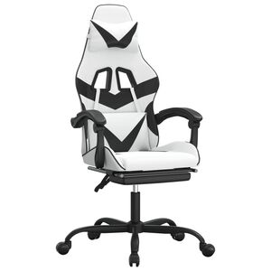 vidaXL gamingstol med fodst&oslash;tte kunstl&aelig;der hvid og sort