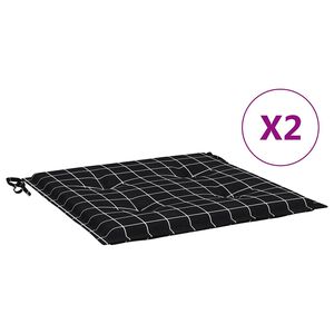 vidaXL hynder til havestol 2 stk. 40x40x4 cm stof ternet sort