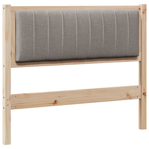 vidaXL Polstret sengegavl med hovedg&aelig;rde Brun 100 cm Massiv fyrretr&aelig;