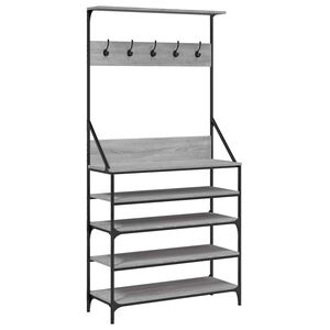 vidaXL t&oslash;jstativ med skoopbevaring 90x34x184 cm gr&aring; sonoma-eg