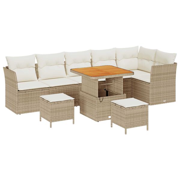 vidaXL Havesofa Sæt 9 pcs Beige polyrattan