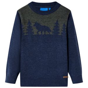 Sweater til b&oslash;rn str. 92 strikket marinebl&aring;