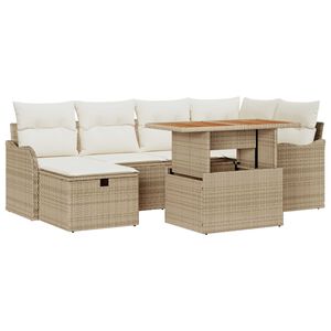 vidaXL Havesofa S&aelig;t 7 pcs Beige polyrattan