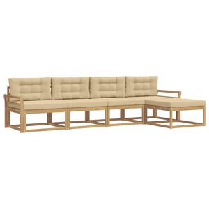 vidaXL Udend&oslash;rs sofagruppe 5 stk. 5-personers Hvid og Beige Polyester