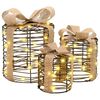 vidaXL Gave&aelig;ske Dekoration 3 stk. Varm hvid 20 x 20 x 20 cm Rattan