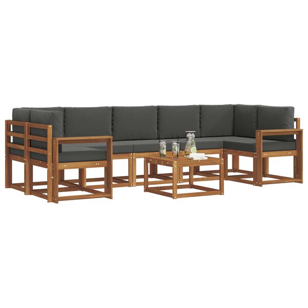 vidaXL Udend&oslash;rs sofagruppe med pude 8 pcs Naturlig og Antracit