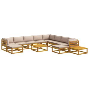 vidaXL Sofa S&aelig;t 12 stk. Naturfarvet Massivt Akacietr&aelig;