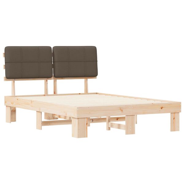 vidaXL Sengestel med Polstret Hovedgavl Gr&aring;brun 150 x 200 cm