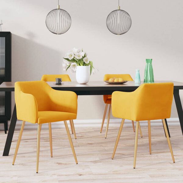 vidaXL spisebordsstole 4 stk. fl&oslash;jl gul