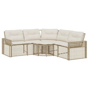 vidaXL havesofa med hynder og fodskammel L-formet polyrattan beige