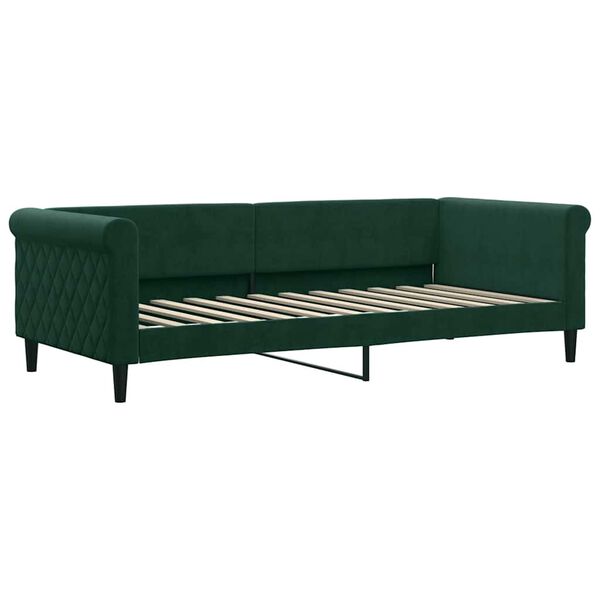 vidaXL daybed 90x200 cm velour m&oslash;rkegr&oslash;n