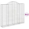 vidaXL buede gabionkurve 12 stk. 200x30x160/180 cm galvaniseret jern
