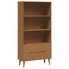 vidaXL Bogreol MOLDE 85 x 35 x 170,5 cm Massivt fyrretr&aelig; Karamel