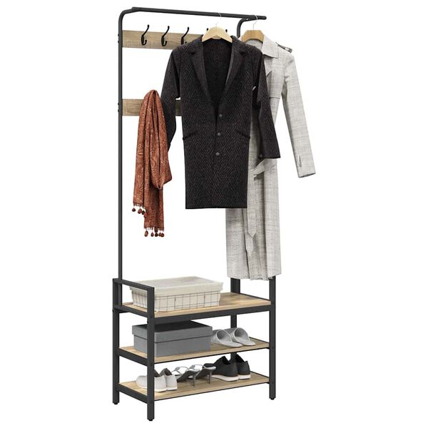 vidaXL Jakkeholder Sonoma eg 75 x 34 x 184 cm Konstrueret tr&aelig;