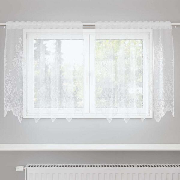 vidaXL Lace Gardin med gardiner Blomstret Hvid 80 x 150 cm Polyester