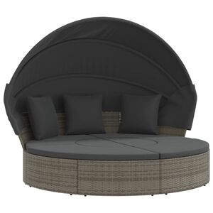 vidaXL udend&oslash;rs loungeseng med tag og hynder polyrattan gr&aring;