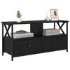vidaXL TV-skab med skuffe Sort eg 90 x 33 x 45 cm Ingeni&oslash;rtr&aelig; og st&aring;l