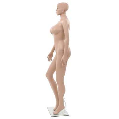 vidaXL sexet kvindelig mannequin med glassokkel beige 180 cm