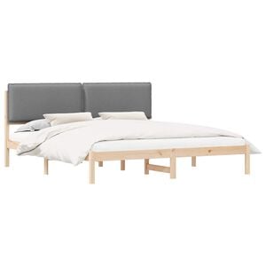 vidaXL Sengestel med Polstret Hovedgavl Lysegr&aring; 180 x 200 cm