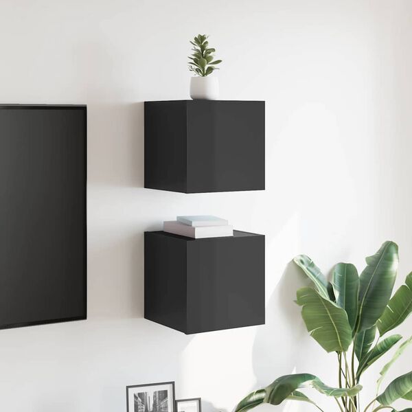 vidaXL v&aelig;gh&aelig;ngte tv-skabe 2 stk. 30,5x30x30 cm gr&aring; h&oslash;jglans