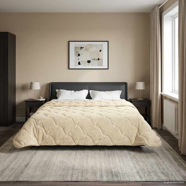 vidaXL Vinter dyne Creme 200 x 200 cm Mikrofiber og Teddy fleece