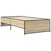vidaXL sengeramme 100x200 cm konstrueret tr&aelig; og metal sonoma-eg