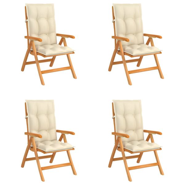 vidaXL positionsstole 4 stk. med hynder massivt teaktr&aelig;