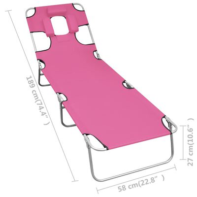 vidaXL foldbar liggestol med nakkehynde stål pink