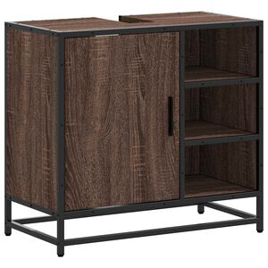 vidaXL skab til h&aring;ndvask til badev&aelig;relse 65x33x60 cm brunt egetr&aelig;