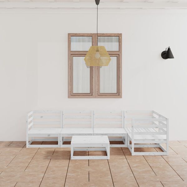 vidaXL lounges&aelig;t til haven 6 dele massivt fyrretr&aelig; hvid