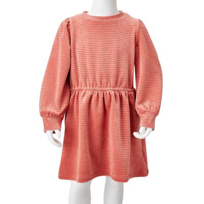 Langærmet kjole til børn str. 92 fløjl lyserød