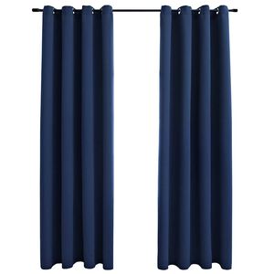 vidaXL m&oslash;rkl&aelig;gningsgardiner 2 stk. med metalringe 140 x 175 cm bl&aring;