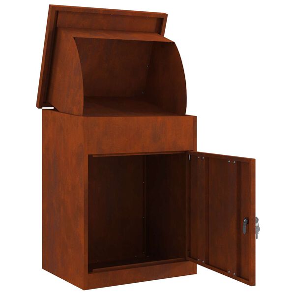 vidaXL Pakke drop boks med d&oslash;r Rusten 47,5 x 38 x 59 cm Cortenst&aring;l