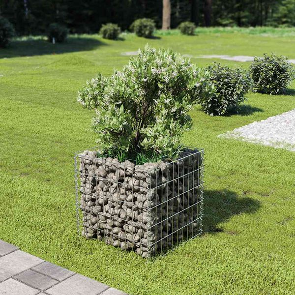 vidaXL gabion-h&oslash;jbed 50x50x50 cm galvaniseret st&aring;l