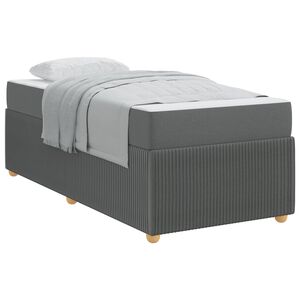 vidaXL Sengestel med madras M&oslash;rkegr&aring; 80 x 200 cm Stof
