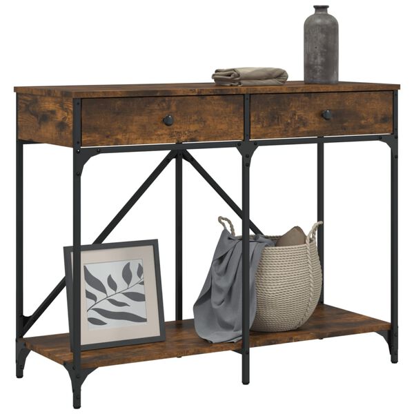 vidaXL konsolbord 100x39x78,5 cm konstrueret tr&aelig; r&oslash;get egetr&aelig;sfarve