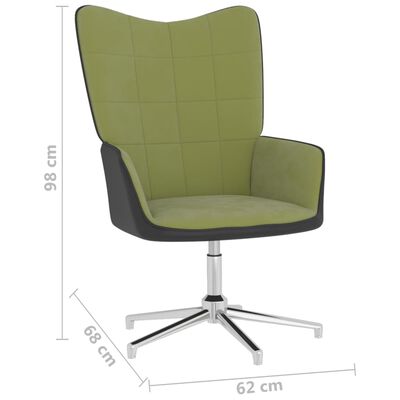vidaXL lænestol med fodskammel fløjl og PVC lysegrøn
