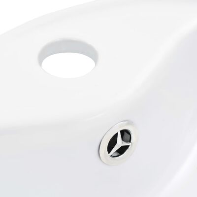vidaXL håndvask med overløb 36 x 13 cm keramik hvid