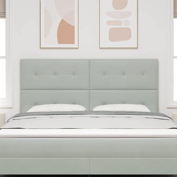 vidaXL LED sengegavl med LED -strimmellys Lysegr&aring; 180 cm Polyester