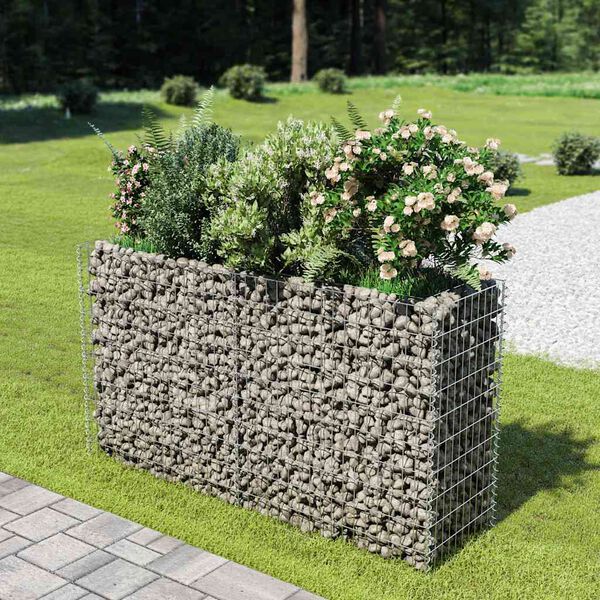 vidaXL gabion-h&oslash;jbed 180x50x100 cm galvaniseret st&aring;l