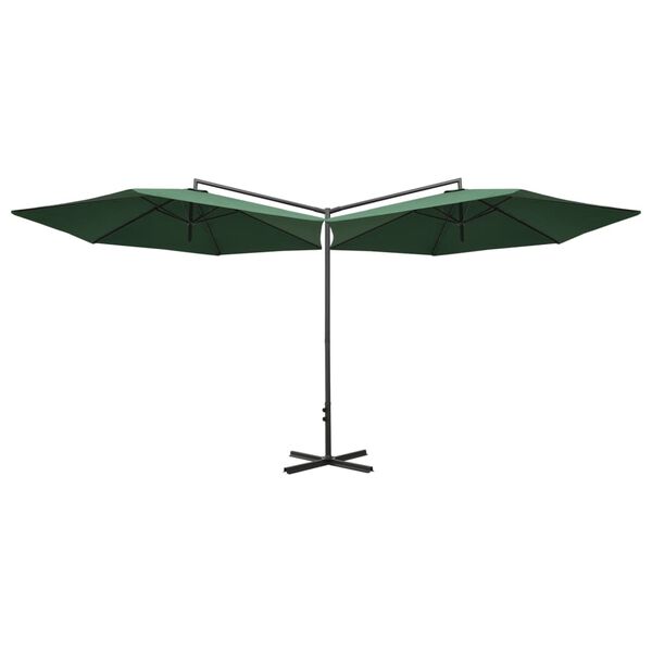 vidaXL dobbelt parasol 600 cm stålstang grøn