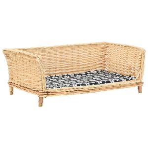 vidaXL hundekurv med hynde 90 x 54 x 35 cm naturligt piletr&aelig;