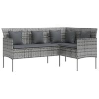 vidaXL L-formet sofa med hynder polyrattan grå