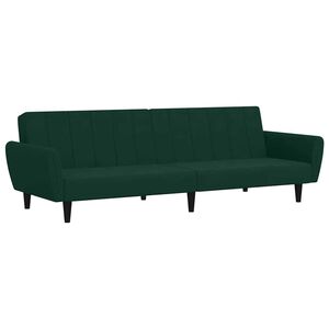 vidaXL 2-personers sovesofa fl&oslash;jl m&oslash;rkegr&oslash;n