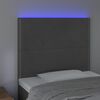 vidaXL sengegavl med LED-lys 80x5x118/128 cm fløjl mørkegrå