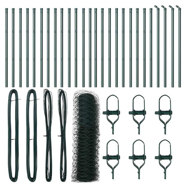vidaXL Hegn med stolper Gr&oslash;n 0.8 x 50 m PVC-belagte st&aring;l